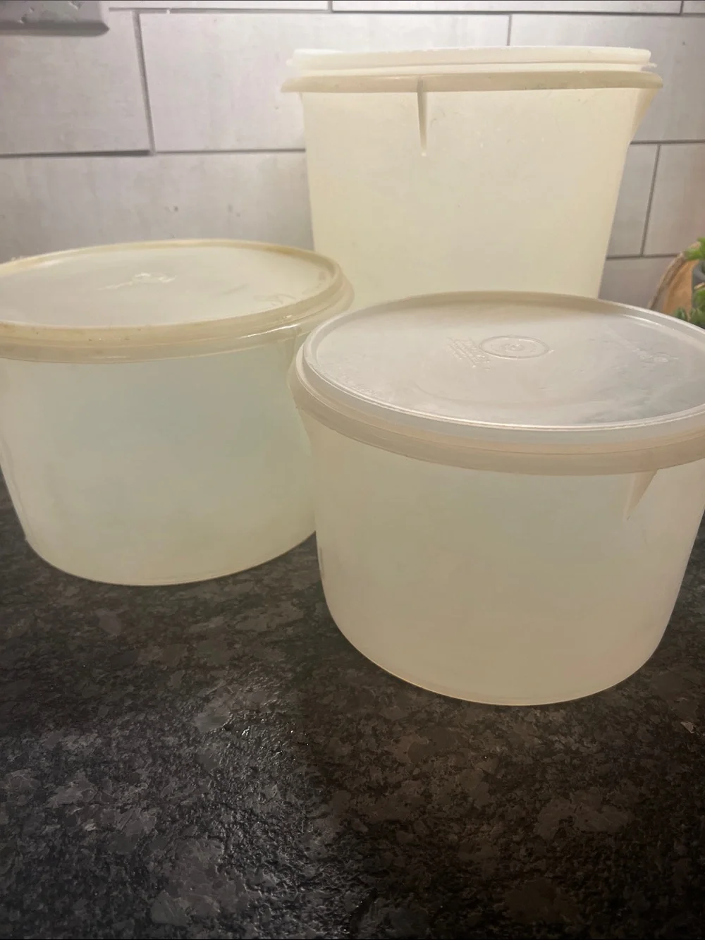 Set of 3 LARGE TUPPERWARE Plastic Food Storage Container Set. Assorted sizes